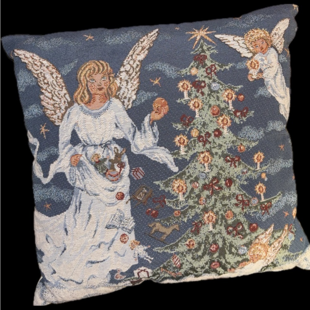 Vintage Christmas Angels Tapestry Pillow